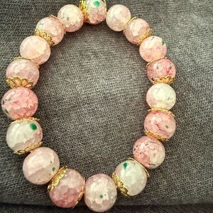 Cotton Candy Glass Bead Bracelet